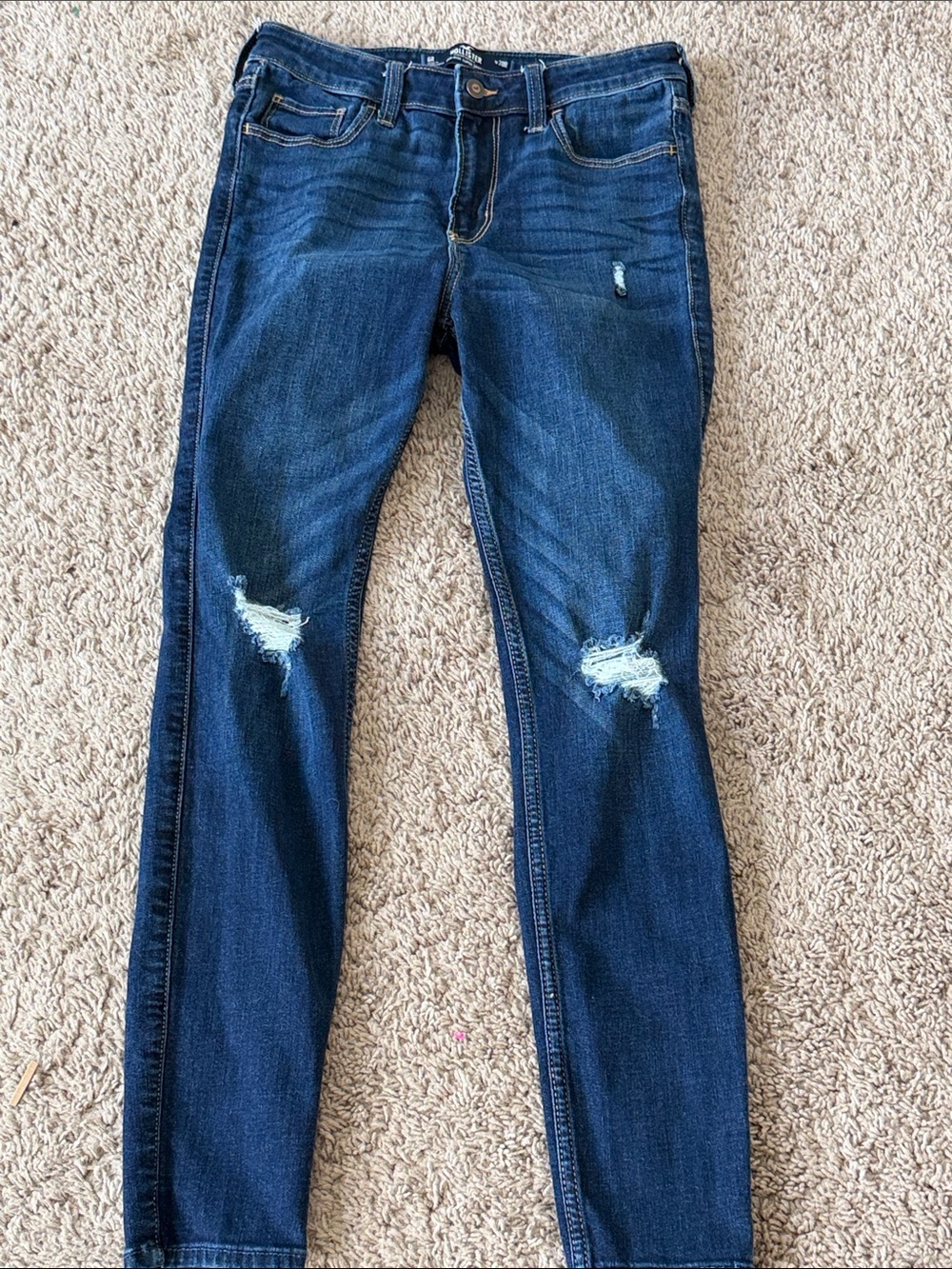 Hollister Dark Blue Skinny Distressed Jeans